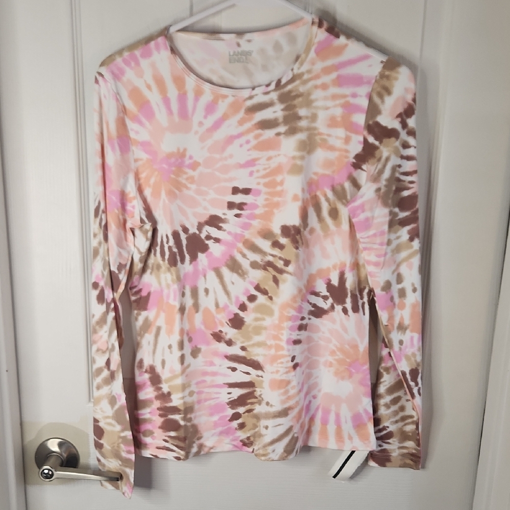 Lands' End Long Sleeve Rashguard Tie-Dye Top